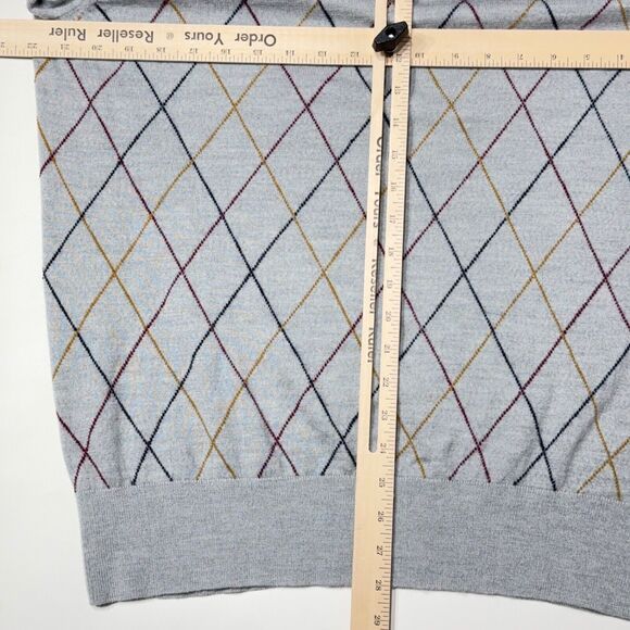 Brooks Brothers 100% Extra Fine Merino Wool Sweater Gray Argyle Men Size L (A5) - Picture 7 of 7